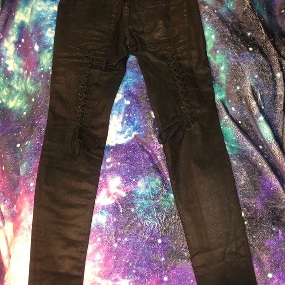 Lip Service lace up “Junkie” jeans. Wax coated, size 28 - Picture 2 of 4